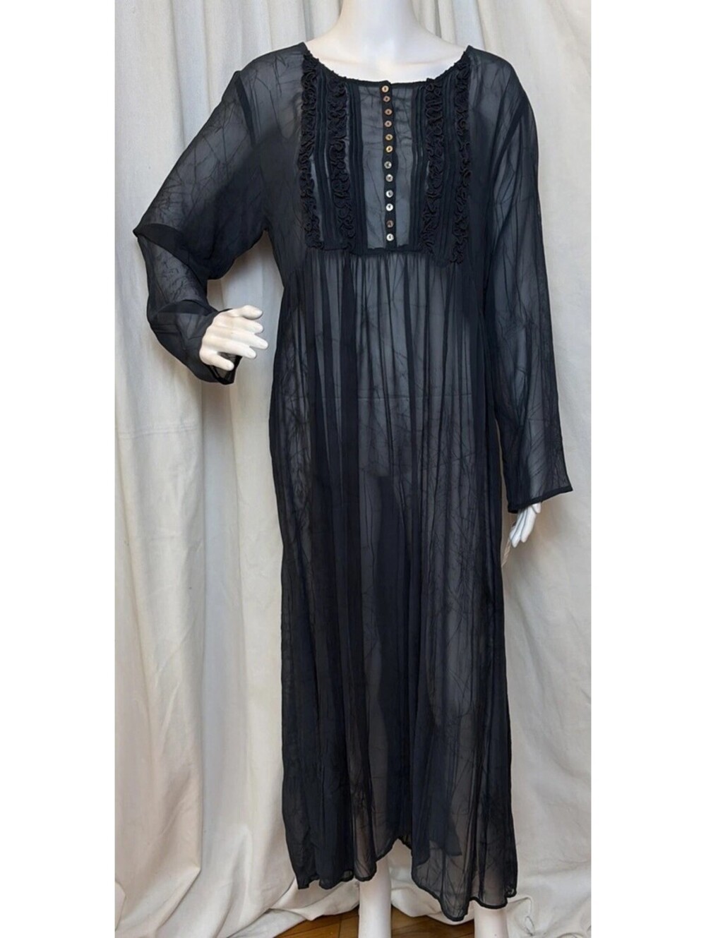 VTG 90s NWT Carol Little Cottage Blue Rayon Babydoll Dress